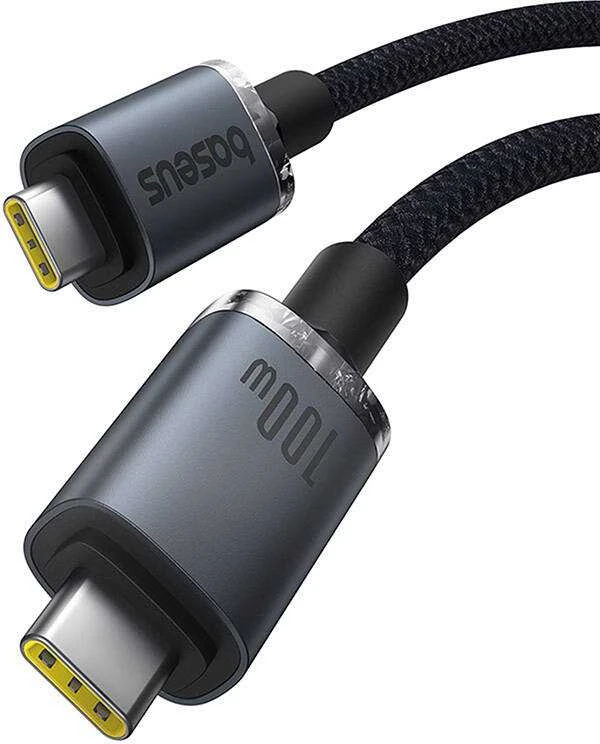 Baseus Crystal Shine Series Data kabelis USB-C - USB-C 100W 1,5m juodos spalvos
