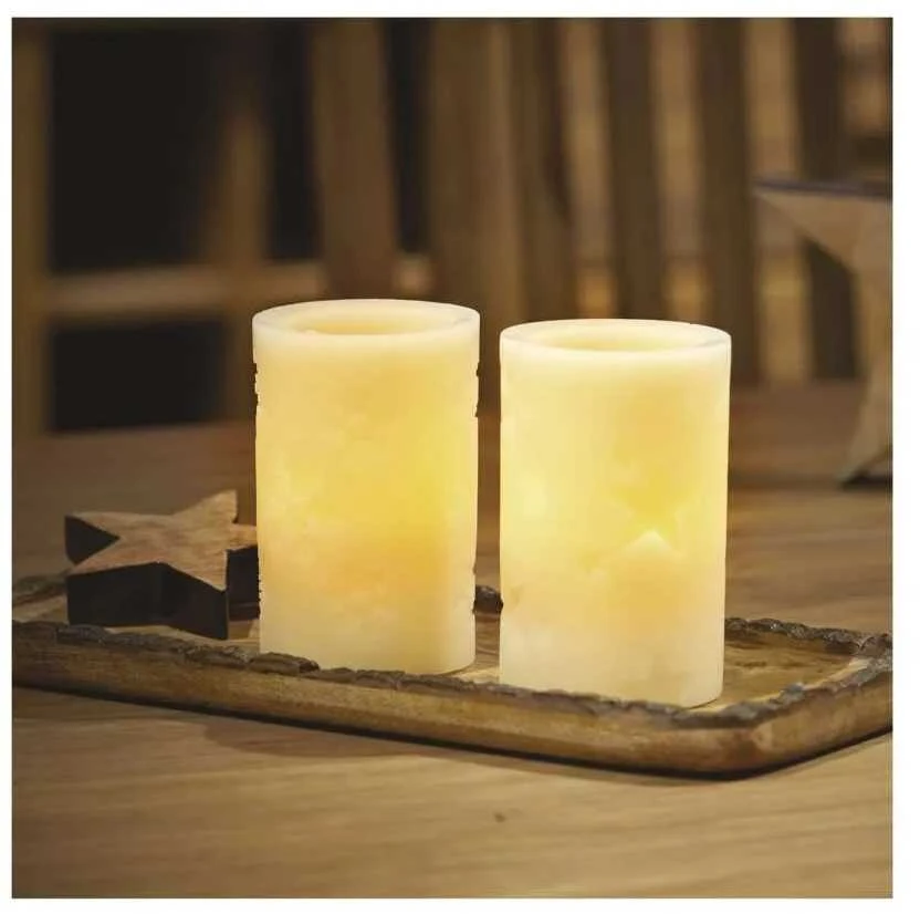 Kalėdinė dekoracija "2 žvakutės", 2 x 3Vdc (2x2 x AA), 2 x 1 LED, gintarinė balta, su laikmačiu, valdikliu ir pulteliu, EMOS