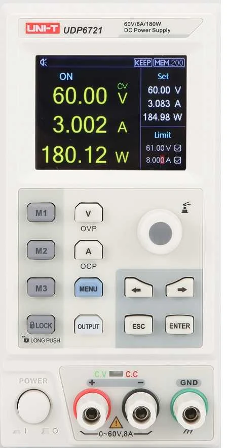 Laboratorinis maitinimo šaltinis, 180W, 0-60V, 0-8A, 10mV,1mA, RS-232, UNI-T