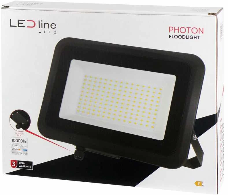 Led Line Lite Lauko šviestuvas LED 100W neutraliai balta 230Vac, 10000lm, IP65, juodas, PHOTON, LED LINE