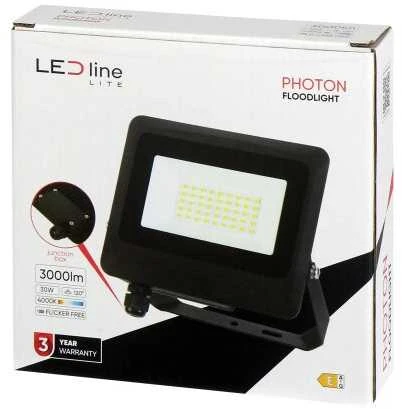 Led Line Lite Lauko šviestuvas LED 30W neutraliai balta 230Vac, 3000lm, IP65, juodas, PHOTON, LED LINE