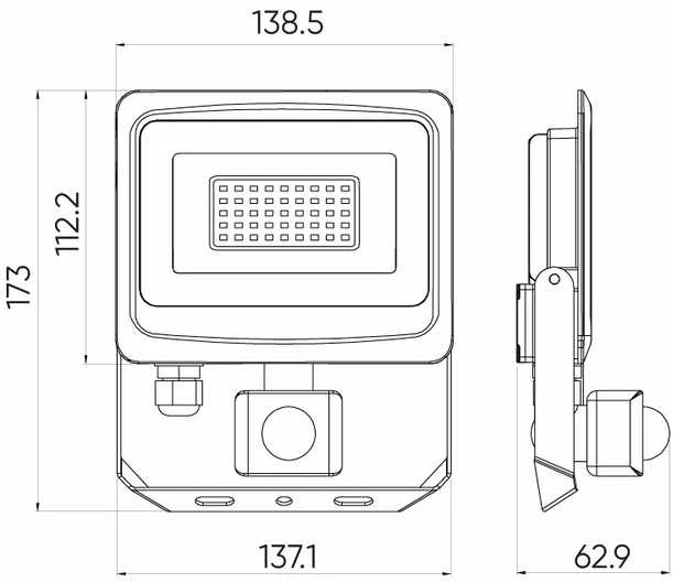 ActiveJet Lauko šviestuvas su judesio davikliu LED 30W neutraliai balta 230Vac, 3000lm, IP65, juodas, PHOTON, LED LINE