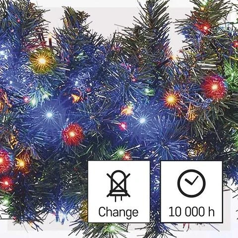 LED girlianda, 230Vac, 8m, 400 x LED, įvairių spalvų LED, su laikmačiu, EMOS