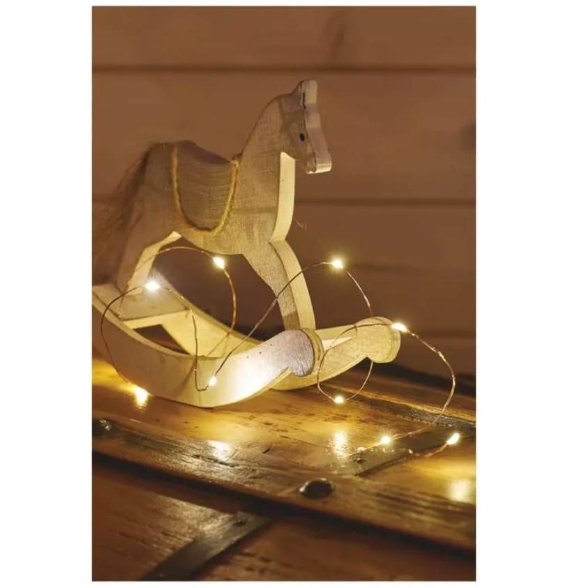 LED girlianda NANO, 3Vac (2xAA), 1.9m, 20 x LED, šiltai balta, su laikmačiu, EMOS