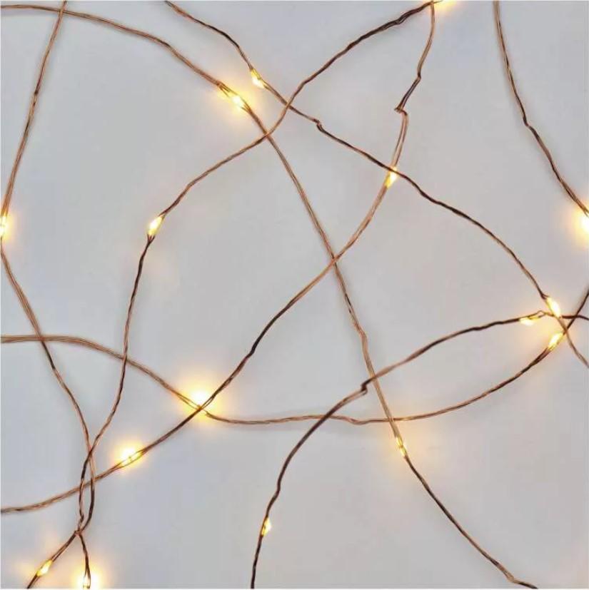 LED girlianda NANO, 3Vac (2xAA), 1.9m, 20 x LED, šiltai balta, su laikmačiu, EMOS