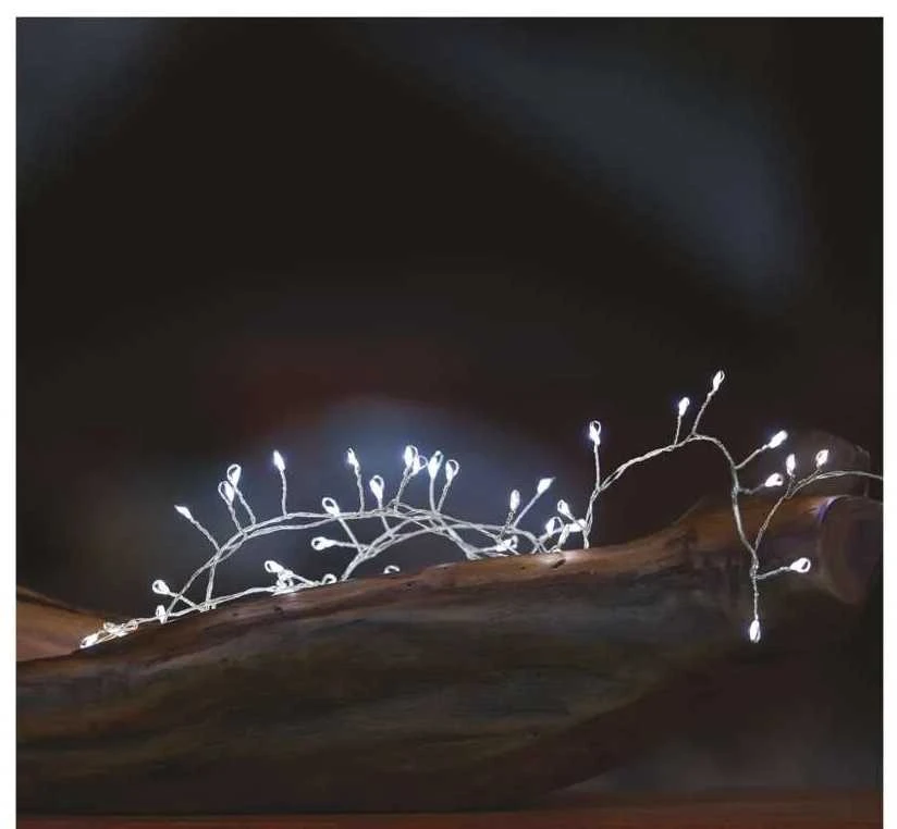 LED girlianda NANO, 4.5Vac (3xAA), 2.4m, 100 x LED, šaltai balta, su laikmačiu, EMOS
