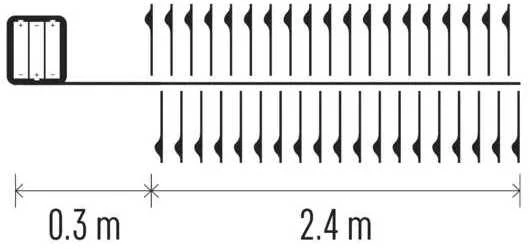 LED girlianda NANO, 4.5Vac (3xAA), 2.4m, 100 x LED, šaltai balta, su laikmačiu, EMOS