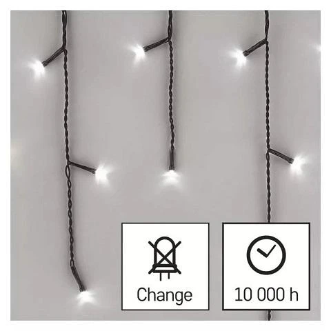 LED girlianda/užuolaida, 230Vac, 10 × 0,65m, 600 x LED, šaltai balta, su kontrole, EMOS