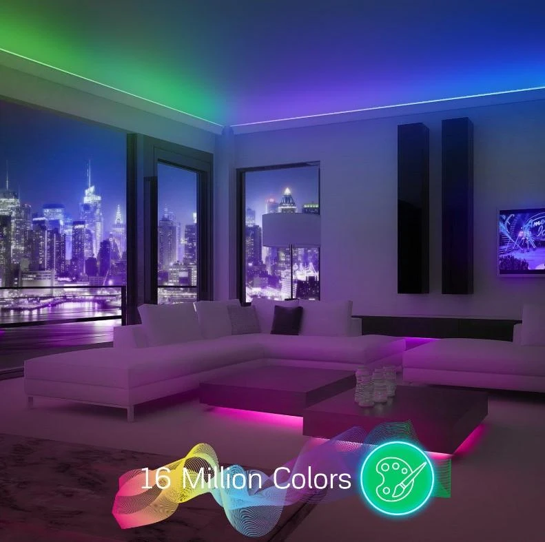 LED juostos komplektas su Bluetooth valdikliu ir maitinimo šaltiniu, RGB, 5m, 24W, TUYA / Smart Life, NOUS