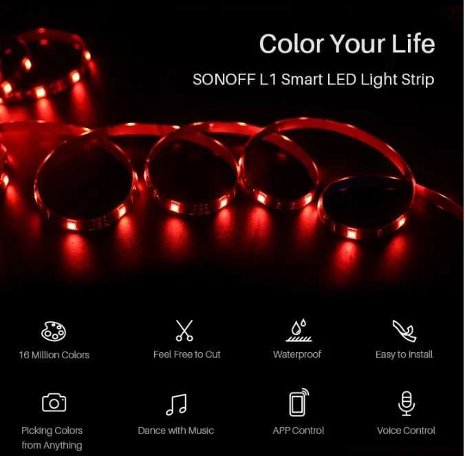 Sonoff L1 2m Išmanioji LED RGB juosta - rinkinys