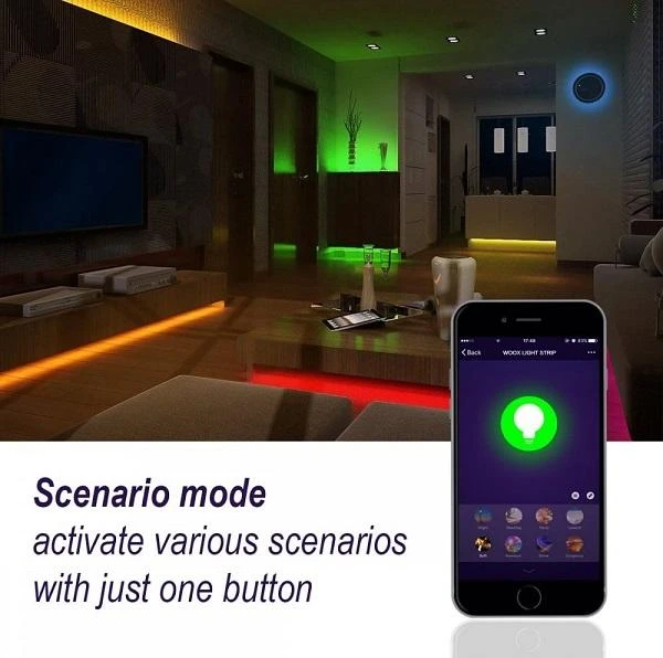 LED juostos komplektas su Wi-Fi valdikliu ir maitinimo šaltiniu, RGB+WW, 5m, 24W, 1000lm, TUYA / Smart Life, WOOX