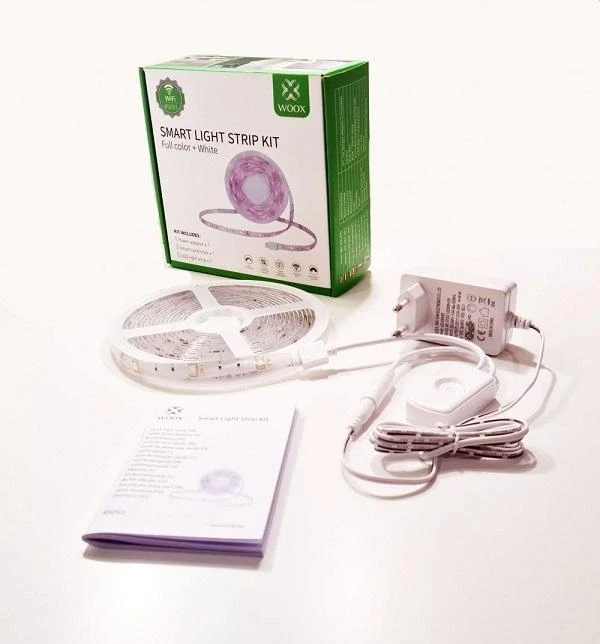 LED juostos komplektas su Wi-Fi valdikliu ir maitinimo šaltiniu, RGB+WW, 5m, 24W, 1000lm, TUYA / Smart Life, WOOX