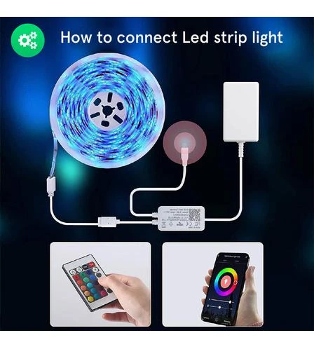 LED juostos komplektas su Wi-Fi valdikliu ir maitinimo šaltiniu, RGB, 10m, 36W, TUYA / Smart Life, NOUS