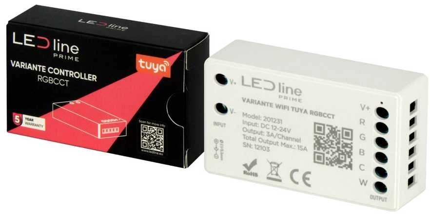 Port Designs LED juostų valdiklis RGB+CCT, 12/24Vdc, 15A, valdomas RF, Wi-Fi, TUYA, LED line PRIME