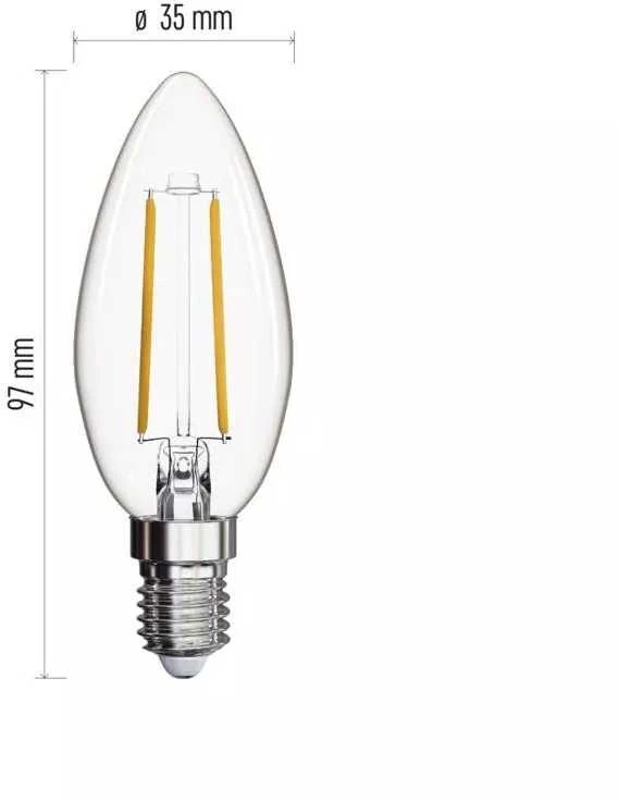 LED lemputė E14 230V 1.8W 250lm, FILAMENT, šiltai balta, 2700K, EMOS