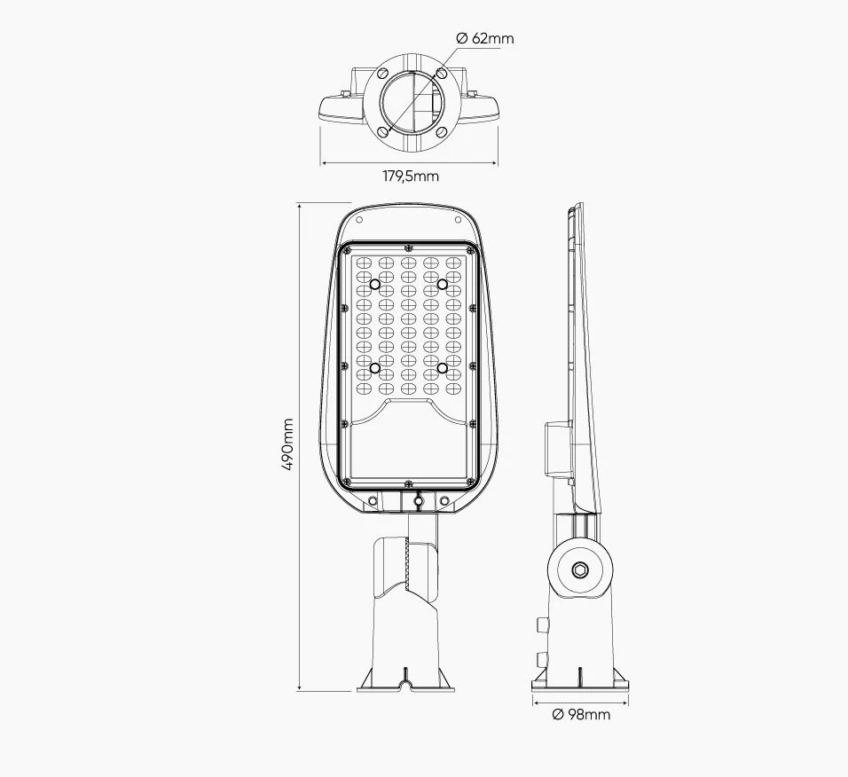 Led Line Lite Gatvės šviestuvas LED 230V 50W 5 000lm, 130° x 75° 4000K neutraliai balta, STREETLITE, IP65, IK08