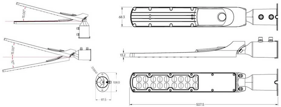 Nillkin Led Line Lite Gatvės šviestuvas LED 230V 50W 5 000lm, 140° x 70° 4000K, pilkas, FLAMINGO, IP65, IK08