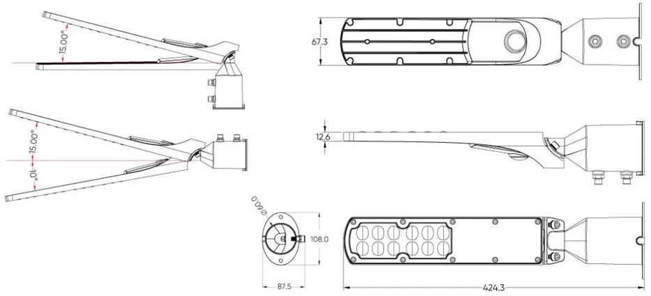 Alphacool Led Line Lite Gatvės šviestuvas LED 230V 30W 3 000lm, 140° x 70° 4000K, pilkas, FLAMINGO, IP65, IK08