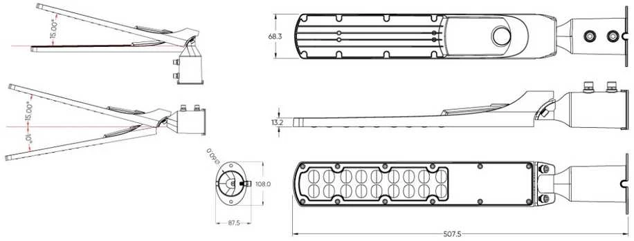 3Mk 50W LED gatvės šviestuvas FLAMINGO, juodas, 4000K, 140°x70°