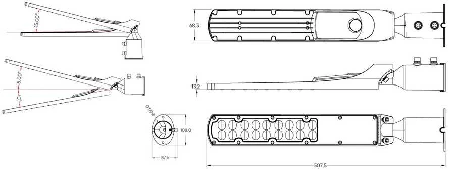 Delock Led Line Lite Gatvės šviestuvas su foto rėle LED 230V 50W 5 000lm, 140° x 70° 4000K, pilkas, FLAMINGO, IP65, IK08