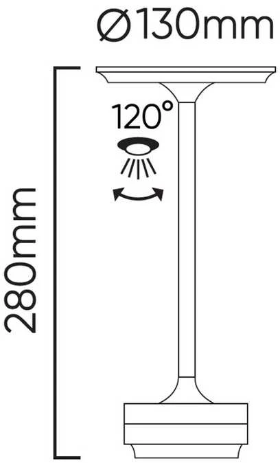 Led Line Lite Įkraunamas, stalinis šviestuvas CAMELIA, 2.5W, 250lm, CCT keičiamos spalvos, 4000mAh, juodas