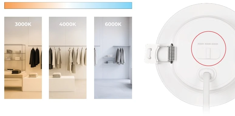 Led Line Lite Įmontuojamas LED šviestuvas MOLLY , 230Vac, 9W, 900lm, CCT (3K/4K/6K), apvalus, baltas, D 120mm