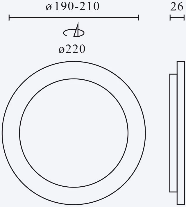 Led Line Lite Įmontuojamas LED šviestuvas MOLLY, 230Vac, 24W, 2400lm, CCT (3K/4K/6K), apvalus, baltas, D 220mm