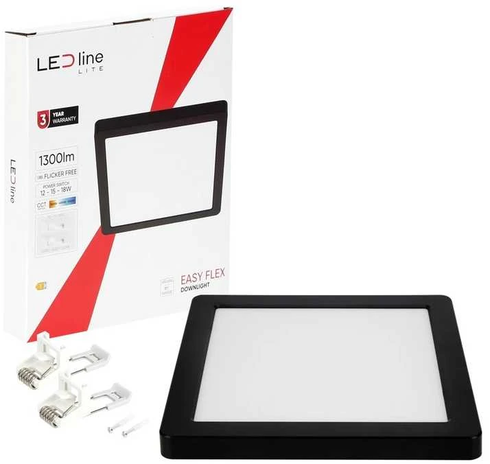 Led Line Lite LED panelė universali EASY FLEX 12-15-18W CCT 1440lm, kvadratinė, juoda