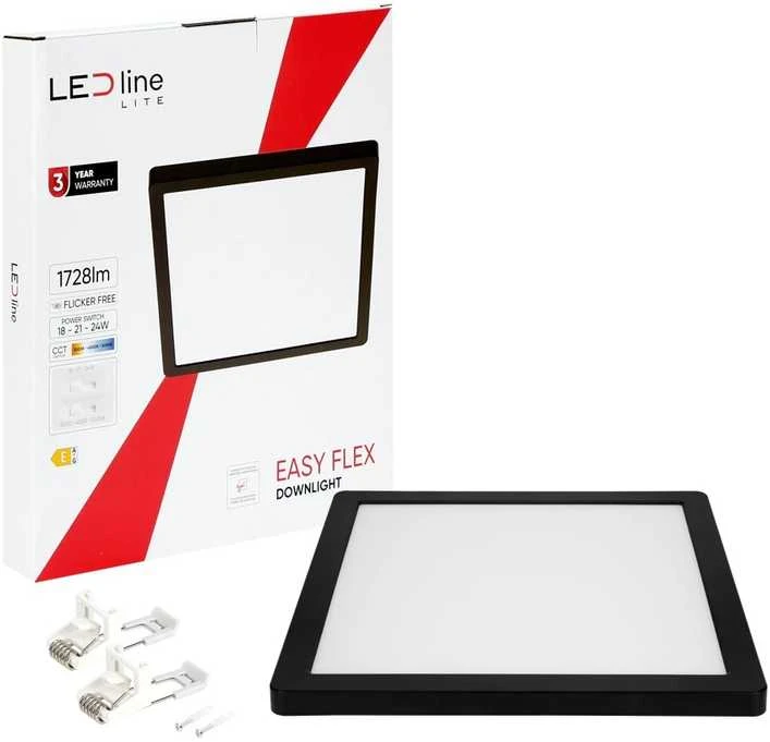 Led Line Lite LED panelė universali EASY FLEX 18-21-24W CCT 2000lm, kvadratinė, juoda