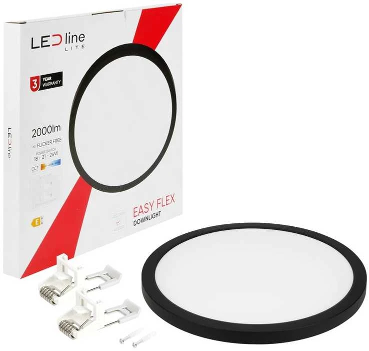 Led Line Lite LED panelė universali EASY FLEX 18-21-24W CCT 2110lm, apvali juoda