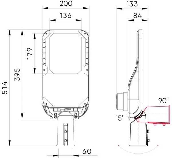 Urban Armor Gear Led Line Prime Gatvės šviestuvas LED 230V 50W 7000lm, 150x110° 4000K , CAMINO, IP66, IK08