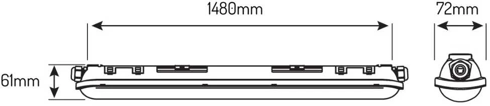 Led Line Prime Hermetinis šviestuvas TRI-PROOF, 230Vac, 80W, 150lm/W, 12 000lm, 148cm, IP65, IK08, 4000K, LINKER