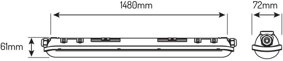 Led Line Prime Hermetinis šviestuvas TRI-PROOF, 230Vac, 55W, 8250lm, 150lm/W, 148cm, IP65, IK08, 4000K, LINKER, LED line