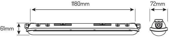 Led Line Prime Hermetinis šviestuvas TRI-PROOF, 230Vac, 40W, 6000lm, 150lm/W, 118cm, IP65, IK08, 4000K, Juodas LINKER
