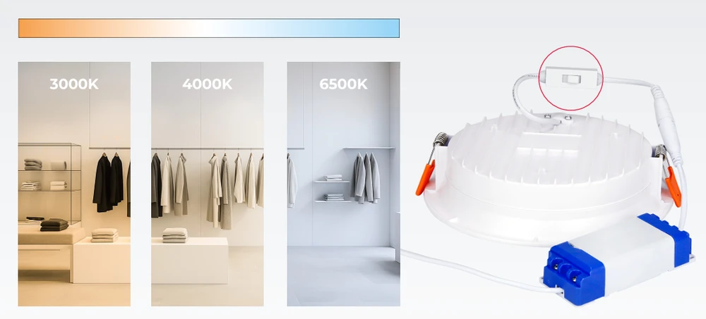 Led Line Prime Įleidžiamas šviestuvas CALMOS 3CCT (3K/4K/6.5K) 18W 2100lm, apvalus D145, IP54