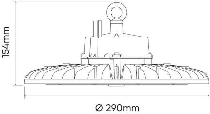 Led Line Prime Sandėlio šviestuvas PHANTOM, 230Vac, 150W 28 500lm, 190lm/W, 1-10V, 120°, pritemdomas
