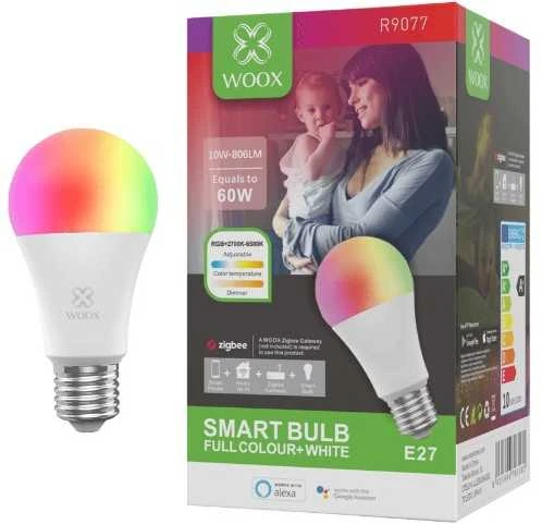 Woox Lemputė LED E27, 230V, 10W, 806lm, 2700K - 6500K, CCT, RGB, išmanioji Zigbee 2 MQTT, TUYA