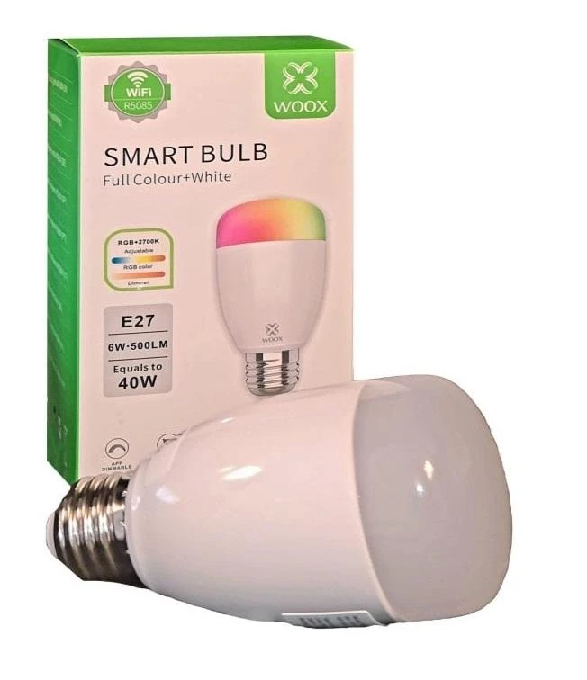 Lemputė LED E27, 230V, 6W, 500lm, 2700K - 6500K, CCT, RGB, išmanioji Wi-Fi, valdoma programėle, TUYA, WOOX