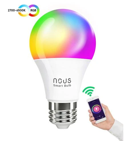 Lemputė LED E27, 230V, 9W, 810lm, 2700K - 6500K, RGB, išmanioji Wi-Fi, valdoma programėle, TUYA / Smart Life, P3, NOUS