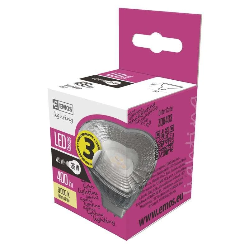 Lemputė LED GU5.3 (MR16) 12V 4.5W 400lm, neutraliai balta, EMOS