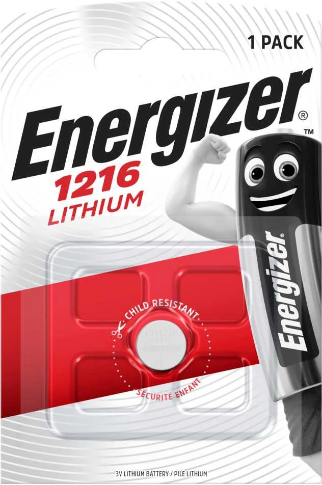 „Energizer“ ličio jonų miniatiūrinės CR1216 baterijos, 1 vnt. pakuotė