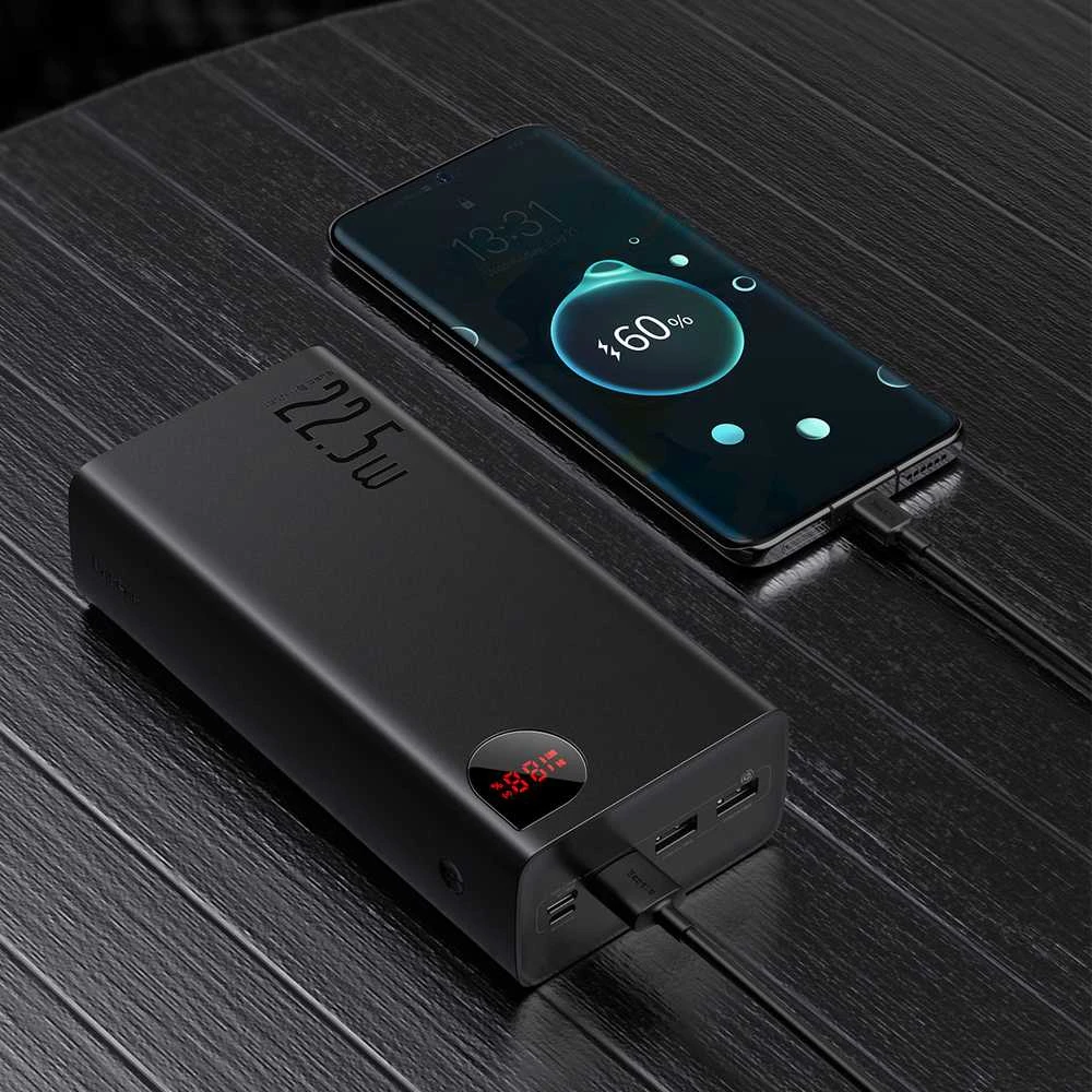 Greitas įkrovimas Power Bank Baseus Adaman, 40000mAh 22.5W (juodas)