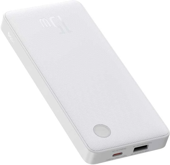 LiPo išorinis akumuliatorius (PowerBank) 10000mAh 15W USB + USB-C Airpow Lite baltas BASEUS