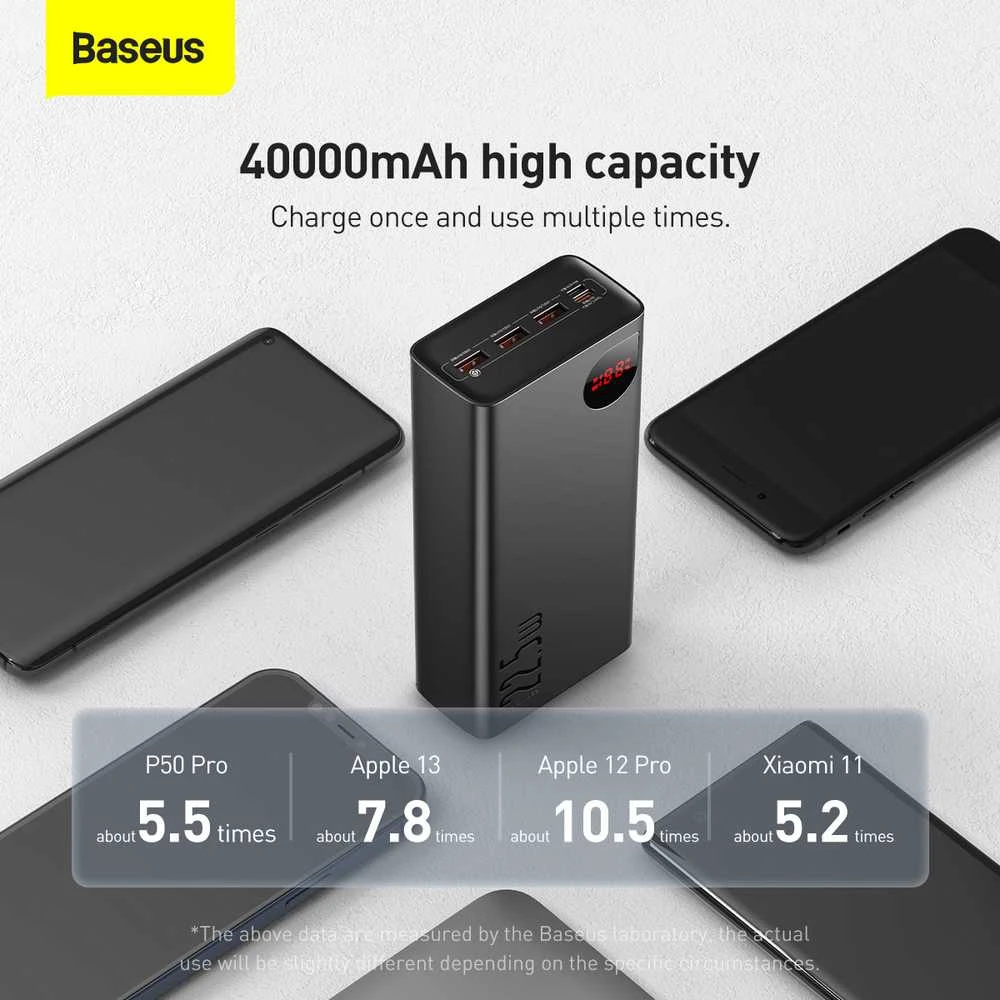 Greitas įkrovimas Power Bank Baseus Adaman, 40000mAh 22.5W (juodas)