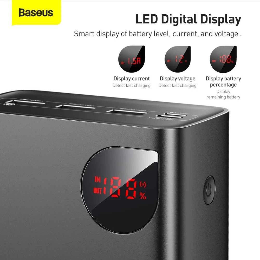 Greitas įkrovimas Power Bank Baseus Adaman, 40000mAh 22.5W (juodas)