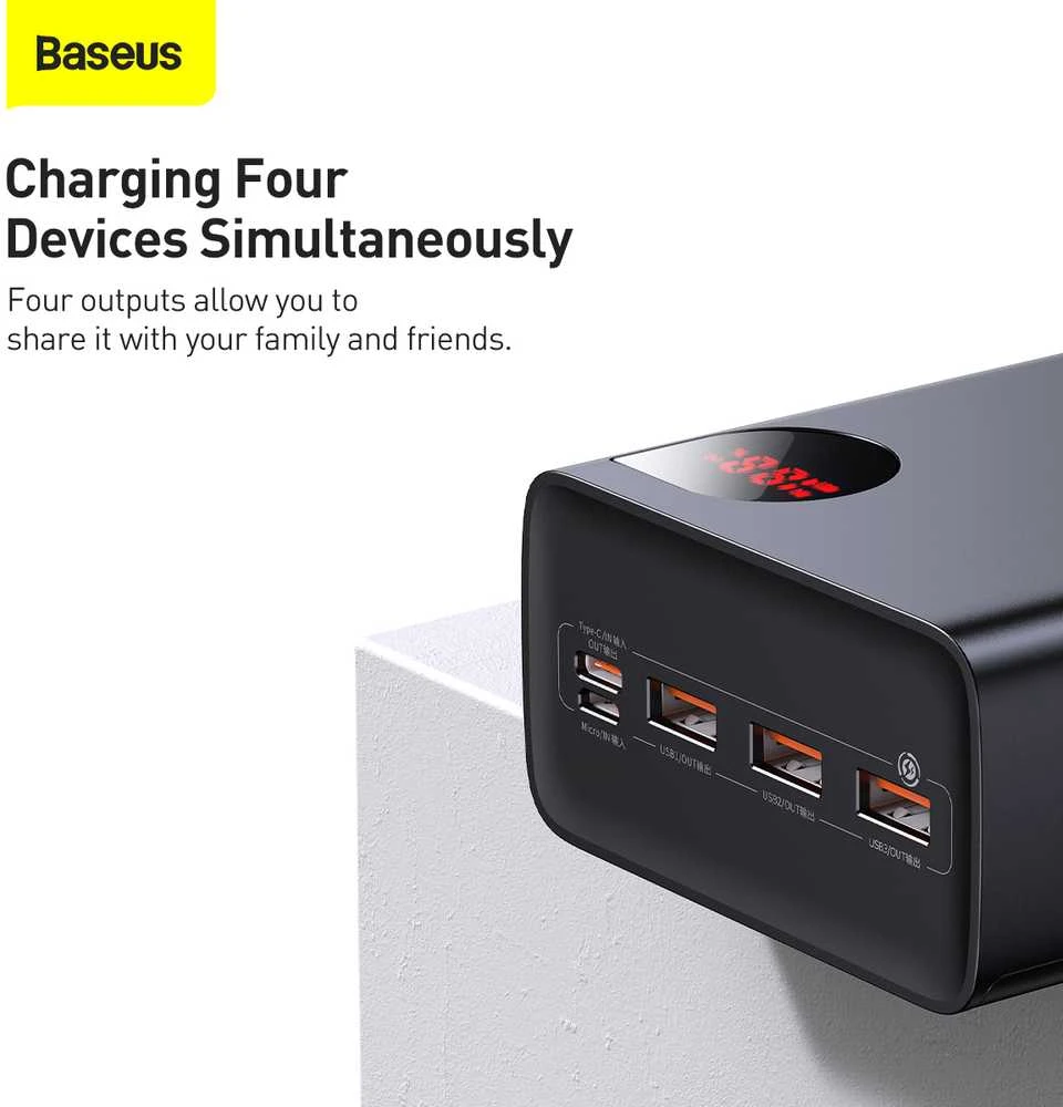 Greitas įkrovimas Power Bank Baseus Adaman, 40000mAh 22.5W (juodas)