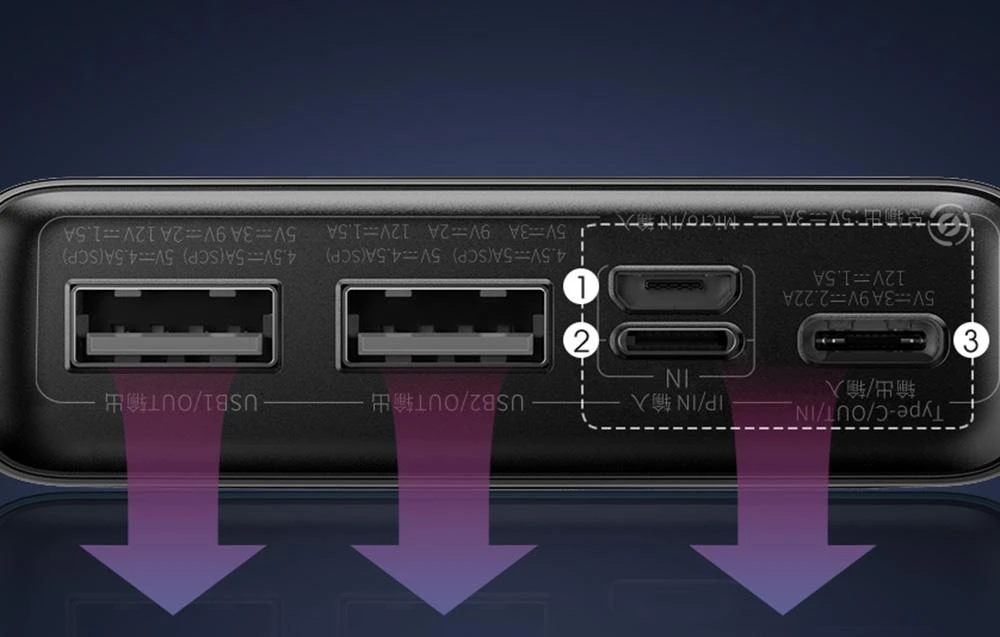 LiPo išorinis akumuliatorius (Powerbank) 20000mAh 22.5W su PD3.0 QC3.0 2xUSB + USB C ADAMAN Metal juodas BASEUS