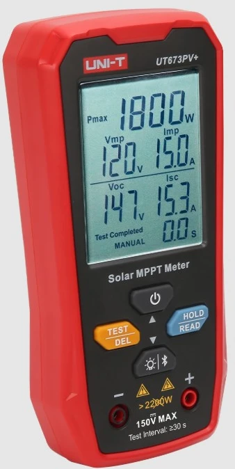 MPPT testeris, 5-1800W, 0-20A, 12-150VDC, rankinis/auto režimas, Bluetooth, UNI-T