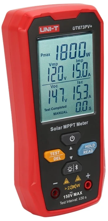 MPPT testeris, 5-1800W, 0-20A, 12-150VDC, rankinis/auto režimas, Bluetooth, UNI-T