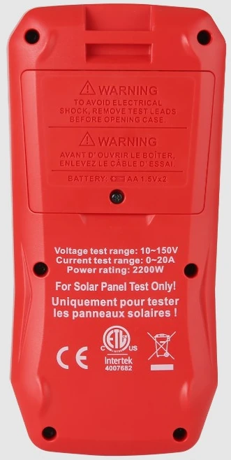 MPPT testeris, 5-1800W, 0-20A, 12-150VDC, rankinis/auto režimas, Bluetooth, UNI-T